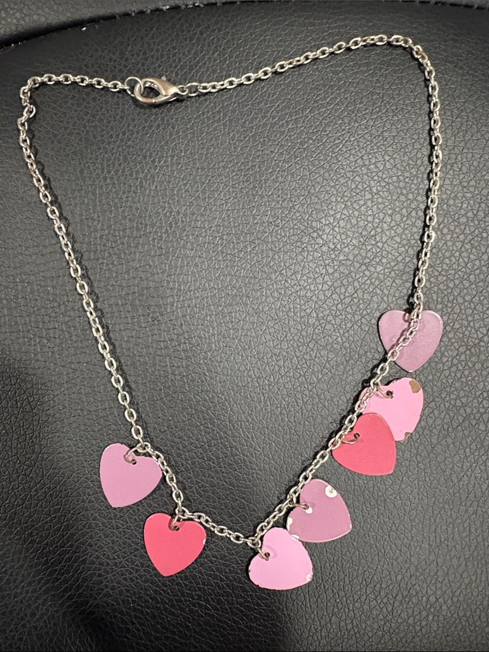 Lia Sophia Pink Heart Charm Necklace on Silver Chain